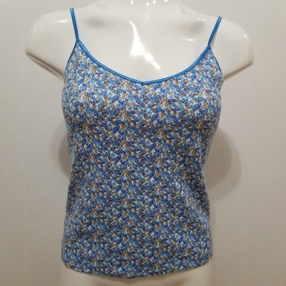 Q&A top Large NWT floral daisy print tank cami shelf bra layering VINTAGE Y2K - Picture 1 of 10